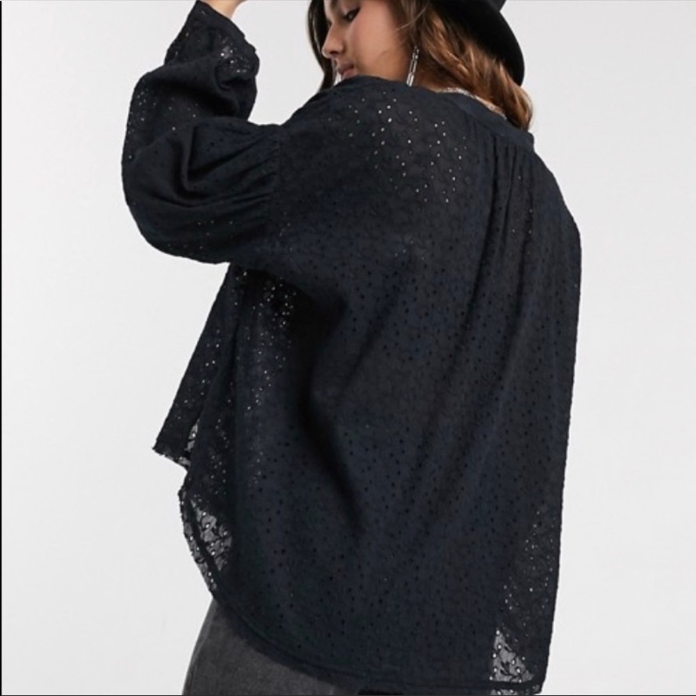 NEVER WORN Free People black eyelet Button Down